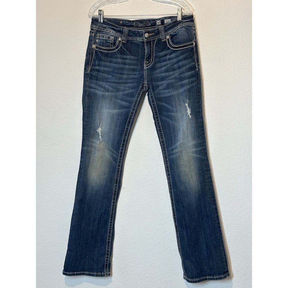 Miss Me Jeans Womens 31 Boot JP5896B2 Distressed Denim 33 X 33‎ Angel Wings